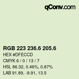 カラーコード: RGB 223 236.6 205.6 | qconv.com
