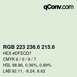 カラーコード: RGB 223 236.6 215.6 | qconv.com