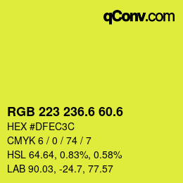 カラーコード: RGB 223 236.6 60.6 | qconv.com