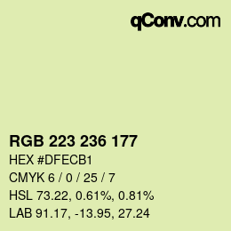 Color code: RGB 223 236 177 | qconv.com