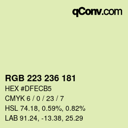 Color code: RGB 223 236 181 | qconv.com
