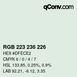 カラーコード: RGB 223 236 226 | qconv.com
