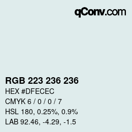 Color code: RGB 223 236 236 | qconv.com