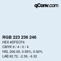 Farbcode: RGB 223 236 246 | qconv.com