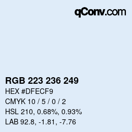 Code couleur: RGB 223 236 249 | qconv.com