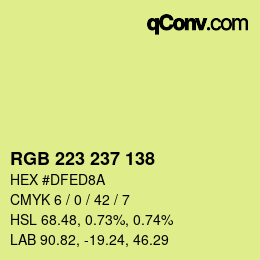 Color code: RGB 223 237 138 | qconv.com