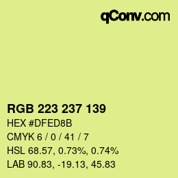 カラーコード: RGB 223 237 139 | qconv.com