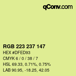 Color code: RGB 223 237 147 | qconv.com