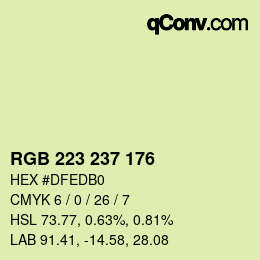 Color code: RGB 223 237 176 | qconv.com
