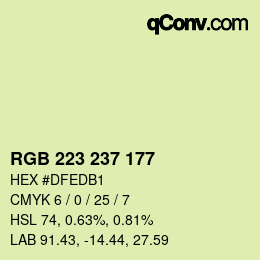 カラーコード: RGB 223 237 177 | qconv.com