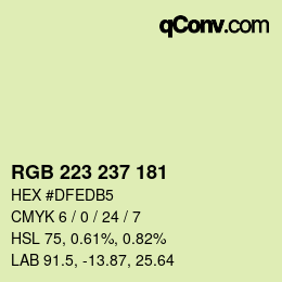 Color code: RGB 223 237 181 | qconv.com