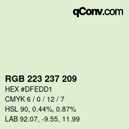 Color code: RGB 223 237 209 | qconv.com