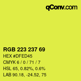 Color code: RGB 223 237 69 | qconv.com