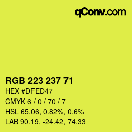 Color code: RGB 223 237 71 | qconv.com