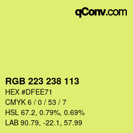 Color code: RGB 223 238 113 | qconv.com