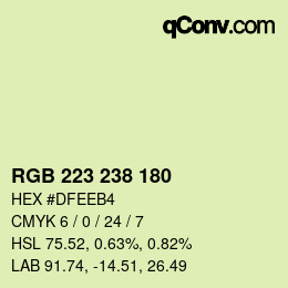 Color code: RGB 223 238 180 | qconv.com