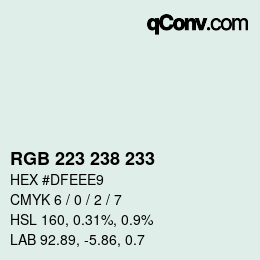 Farbcode: RGB 223 238 233 | qconv.com