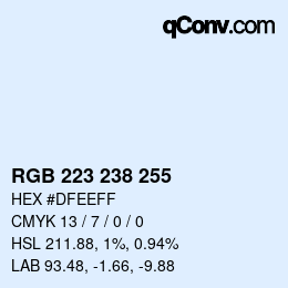 Color code: RGB 223 238 255 | qconv.com