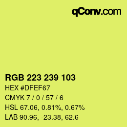 Farbcode: RGB 223 239 103 | qconv.com