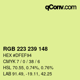 Color code: RGB 223 239 148 | qconv.com