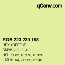 Color code: RGB 223 239 158 | qconv.com