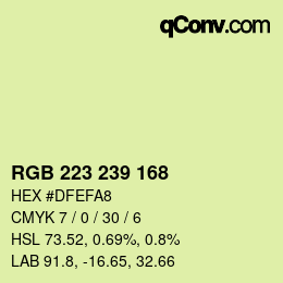 Color code: RGB 223 239 168 | qconv.com