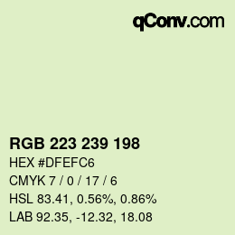 Color code: RGB 223 239 198 | qconv.com
