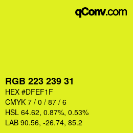 Color code: RGB 223 239 31 | qconv.com
