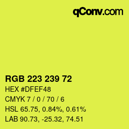 Color code: RGB 223 239 72 | qconv.com