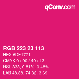 Color code: RGB 223 23 113 | qconv.com