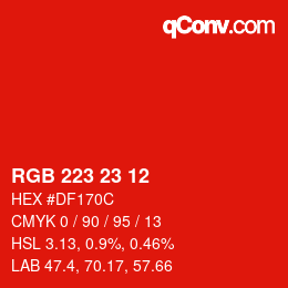 Color code: RGB 223 23 12 | qconv.com