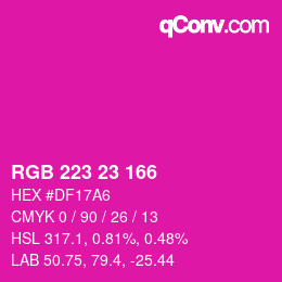 Color code: RGB 223 23 166 | qconv.com