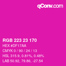 Color code: RGB 223 23 170 | qconv.com