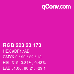 Color code: RGB 223 23 173 | qconv.com