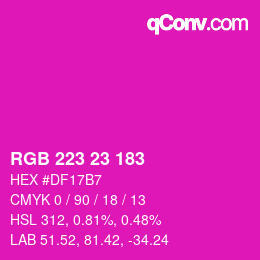 Color code: RGB 223 23 183 | qconv.com