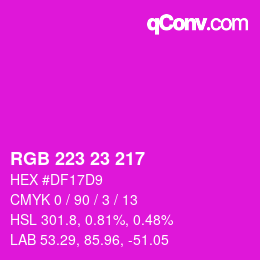 Color code: RGB 223 23 217 | qconv.com