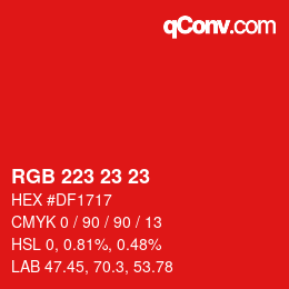 Color code: RGB 223 23 23 | qconv.com