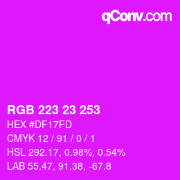 Color code: RGB 223 23 253 | qconv.com