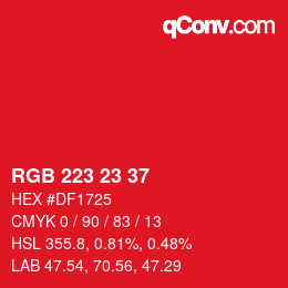 Color code: RGB 223 23 37 | qconv.com