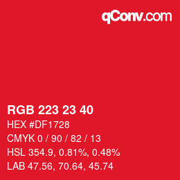 Color code: RGB 223 23 40 | qconv.com