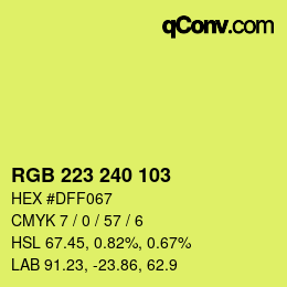 カラーコード: RGB 223 240 103 | qconv.com