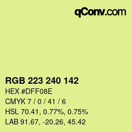 Color code: RGB 223 240 142 | qconv.com