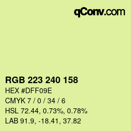 Color code: RGB 223 240 158 | qconv.com