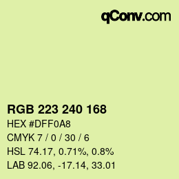 Color code: RGB 223 240 168 | qconv.com