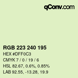 Color code: RGB 223 240 195 | qconv.com