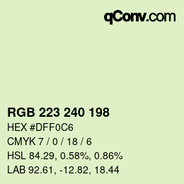 Color code: RGB 223 240 198 | qconv.com