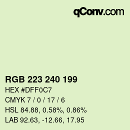 Color code: RGB 223 240 199 | qconv.com