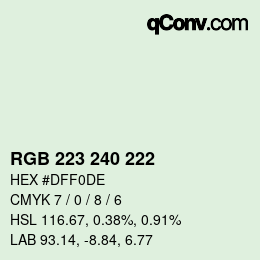 Color code: RGB 223 240 222 | qconv.com