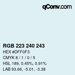 Color code: RGB 223 240 243 | qconv.com
