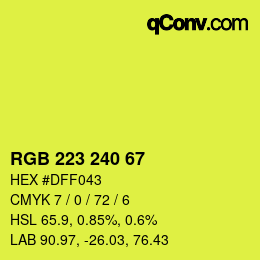 Color code: RGB 223 240 67 | qconv.com